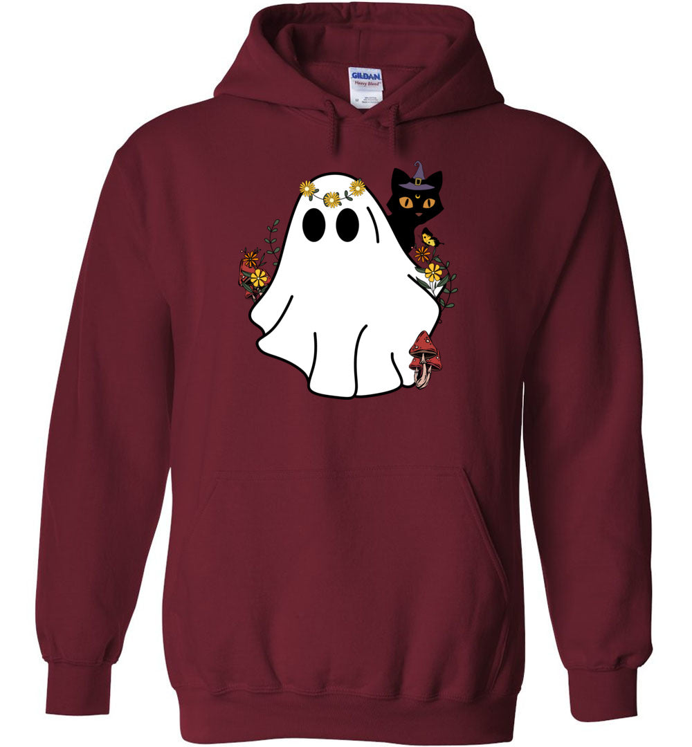 Halloween Ghost And Cat Heavy Blend Hoodie