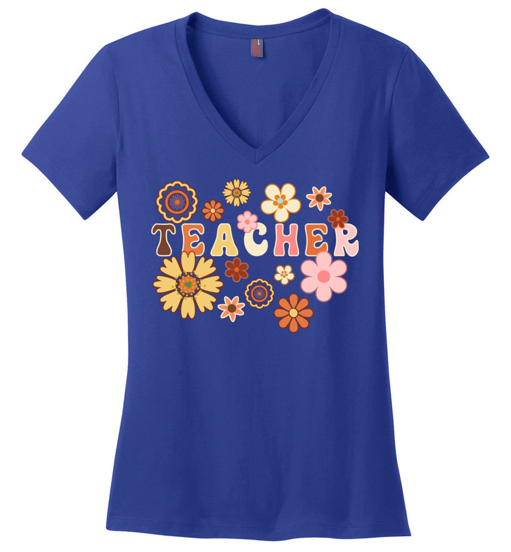 Floral Teacher V-Neck