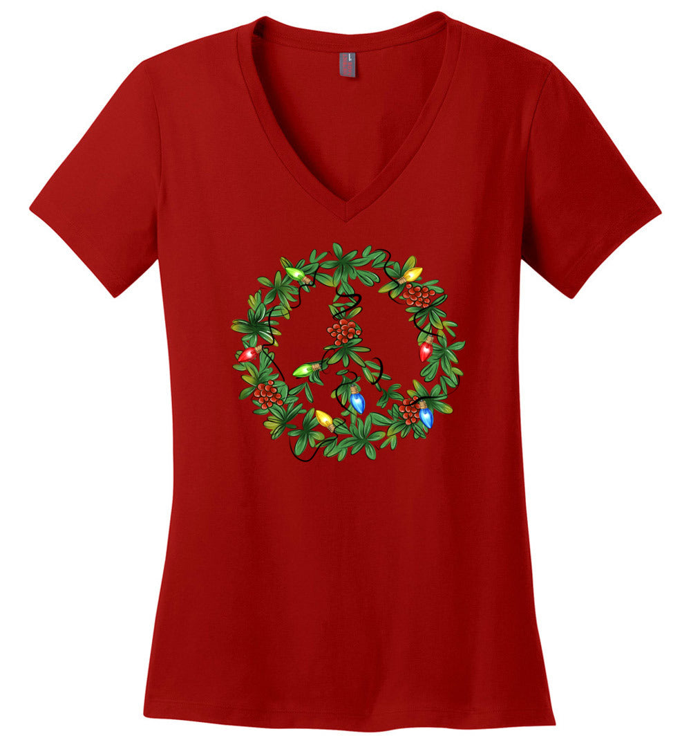 Light-Up Holiday Peace Sign V-neck