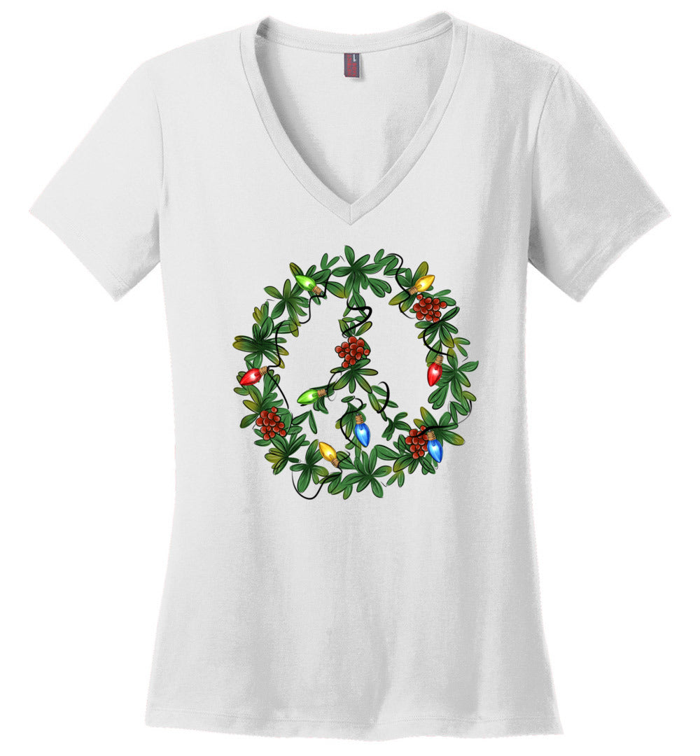Holiday Peace sign V-neck