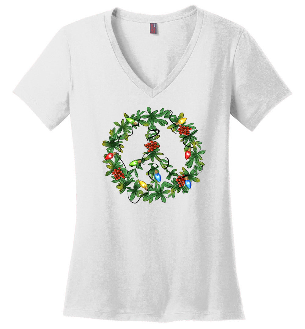Light-Up Holiday Peace Sign V-neck