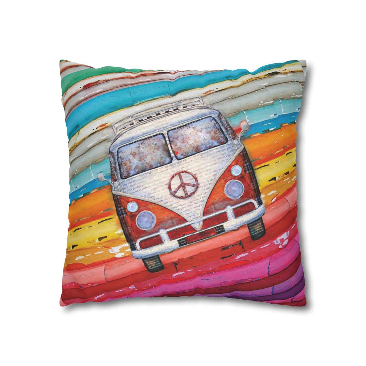 Hippie Van Spun Polyester Square Pillowcase