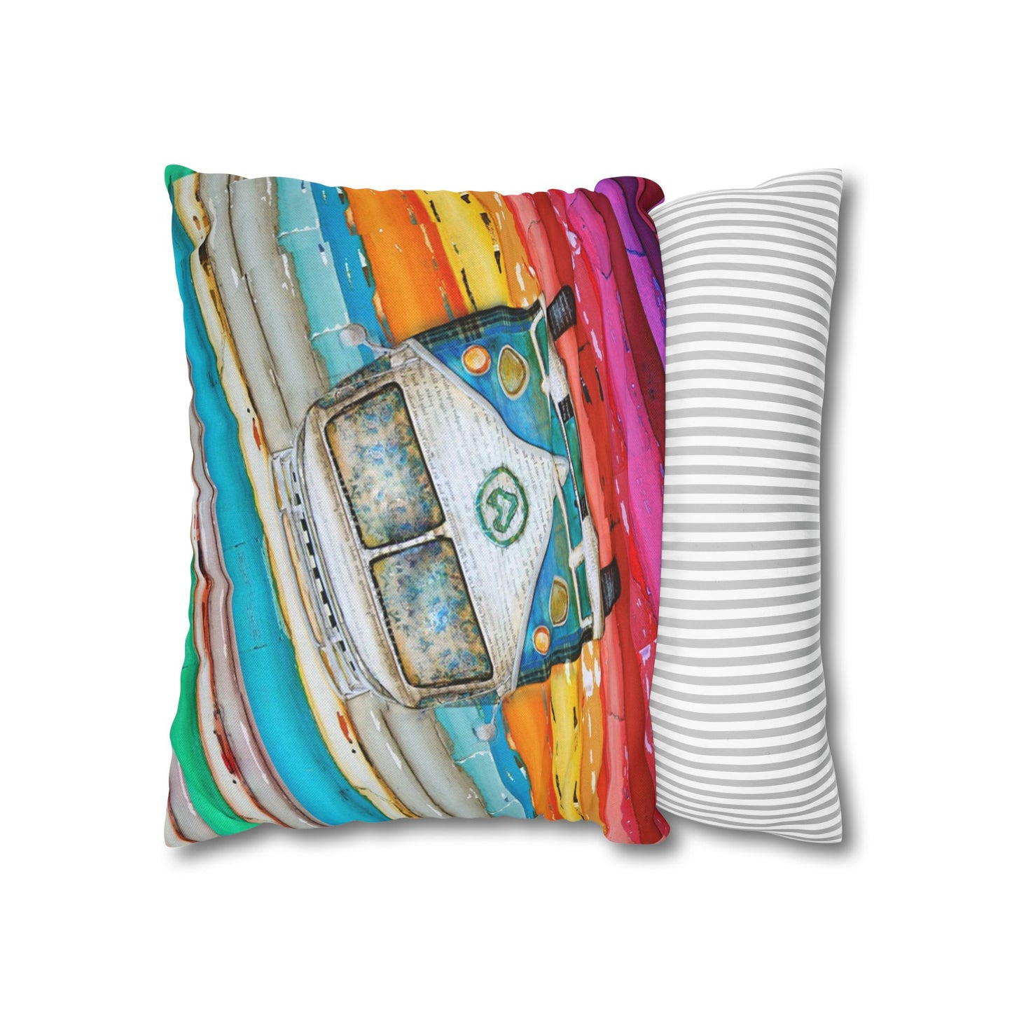 Hippie Van Spun Polyester Square Pillowcase