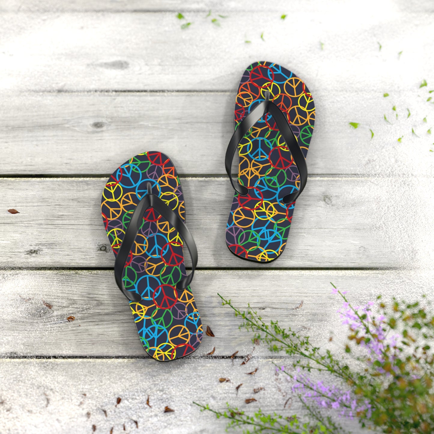 Peace Sign Pattern - Unisex Flip Flops