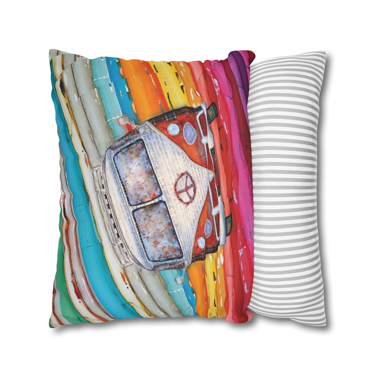 Hippie Van Spun Polyester Square Pillowcase