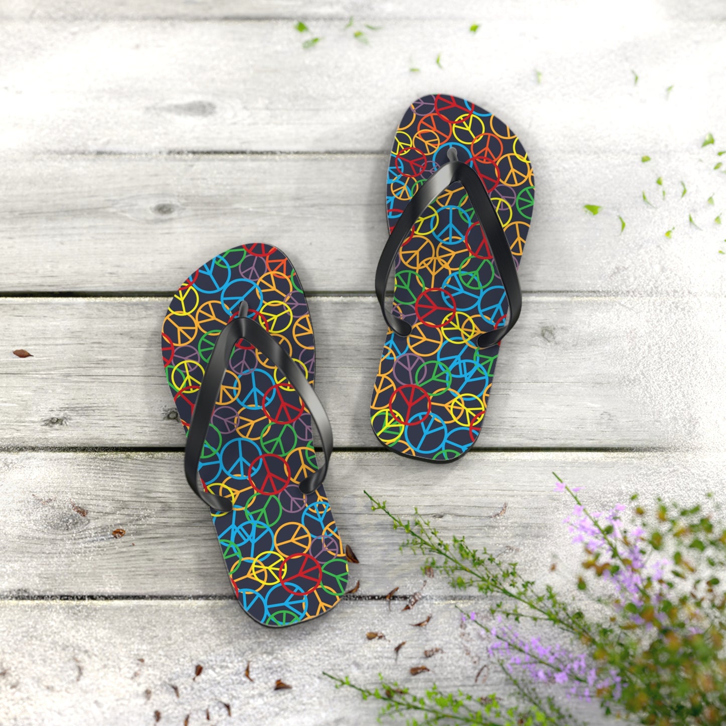 Peace Sign Pattern - Unisex Flip Flops