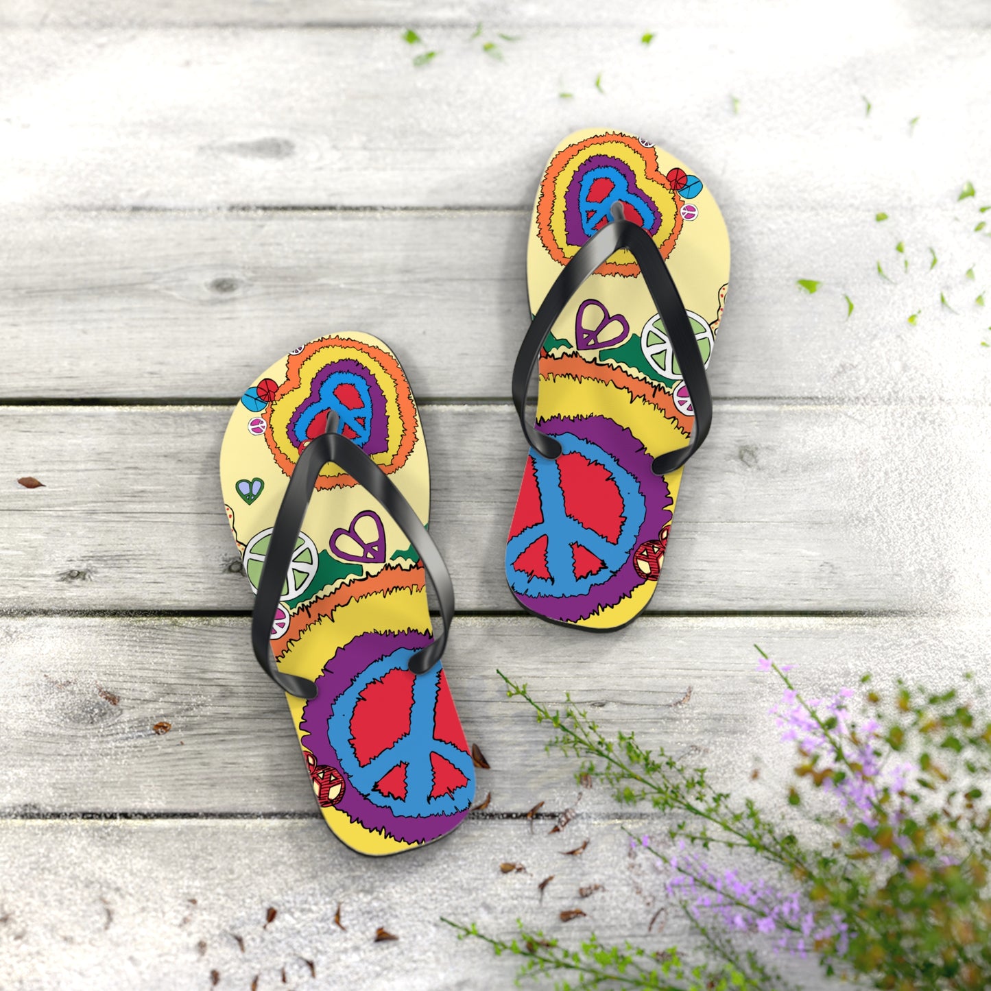 Peace And Love - Unisex Flip Flops
