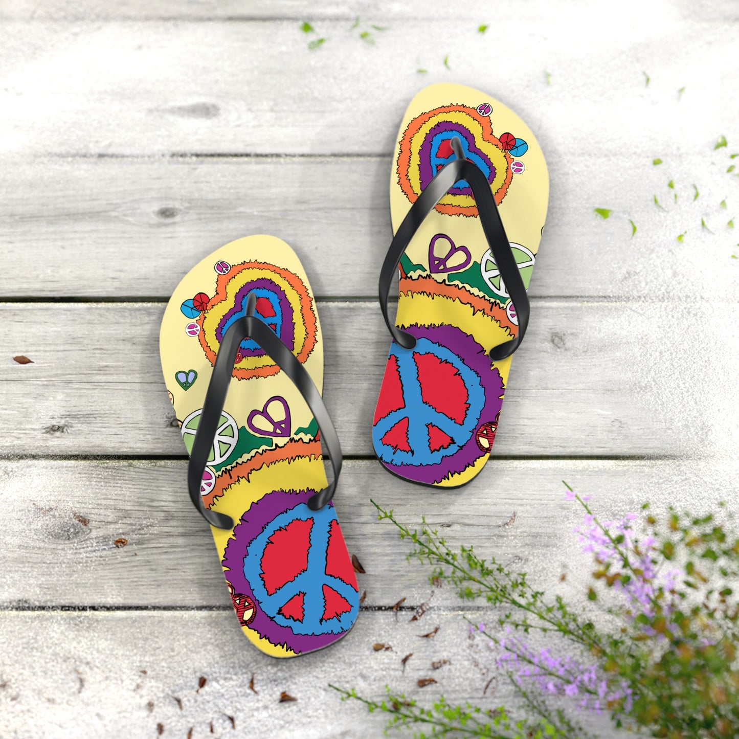 Peace And Love - Unisex Flip Flops