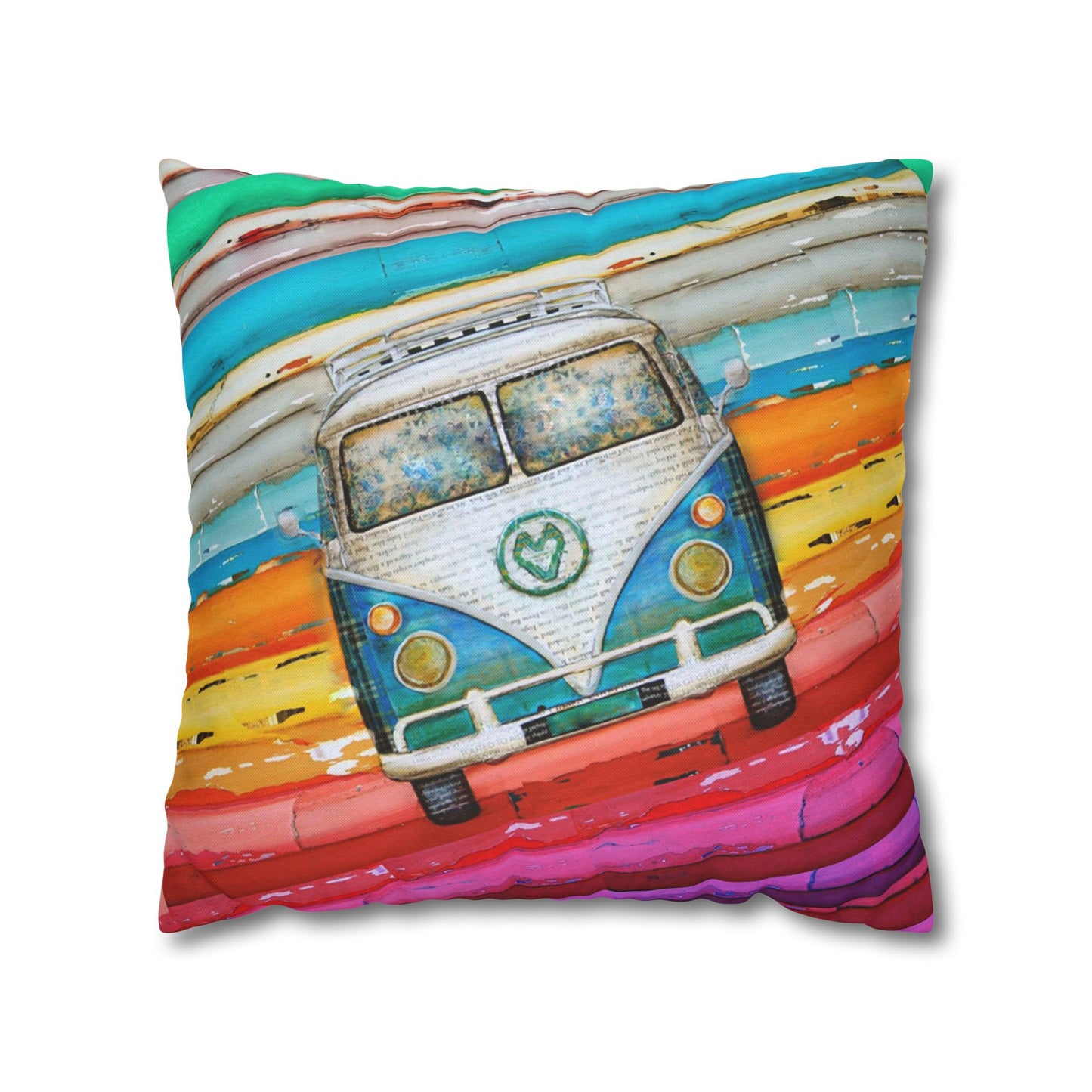 Hippie Van Spun Polyester Square Pillowcase