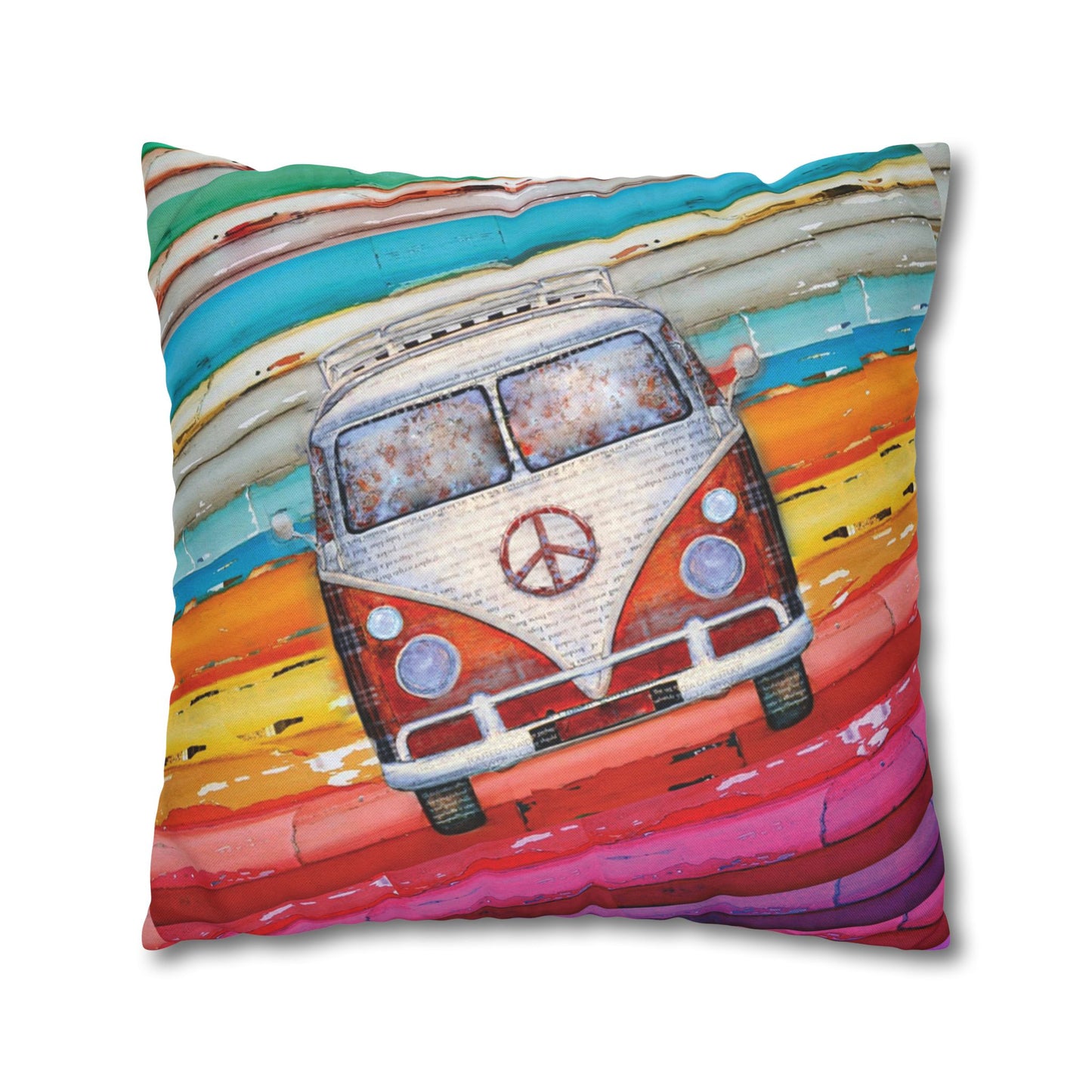 Hippie Van Spun Polyester Square Pillowcase