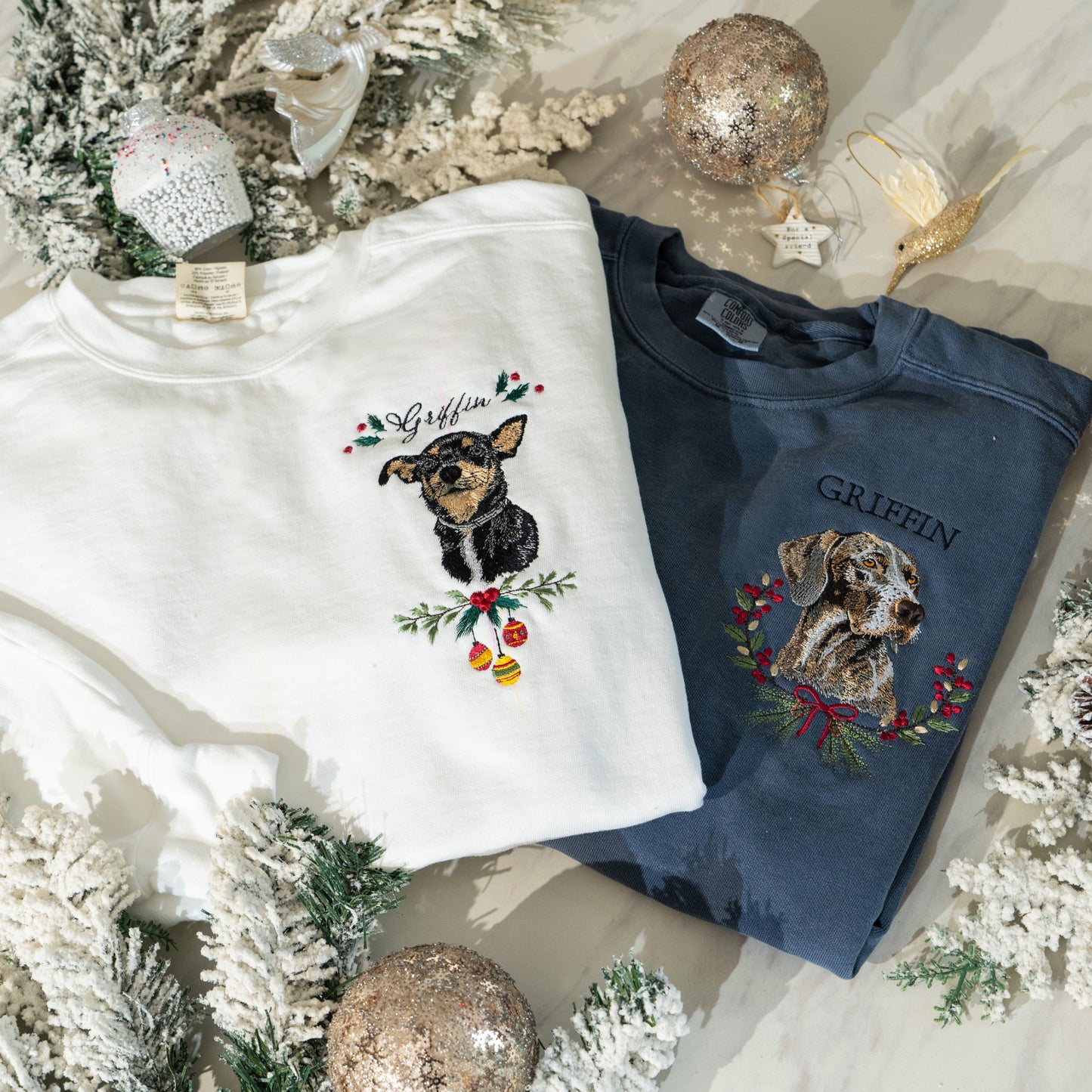 Custom Embroidered Pet Portrait Sweatshirt / Hoodie / T-Shirt
