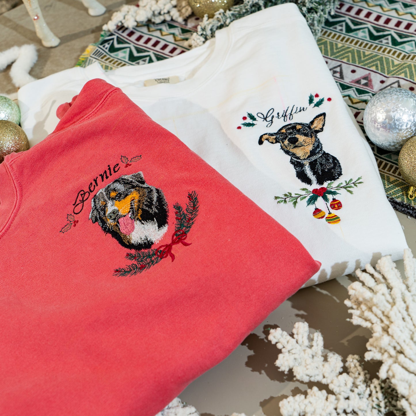 Custom Embroidered Pet Portrait Sweatshirt / Hoodie / T-Shirt