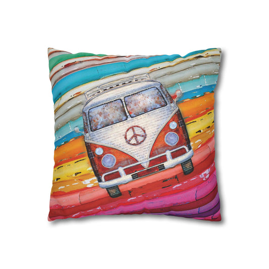 Hippie Van Spun Polyester Square Pillowcase