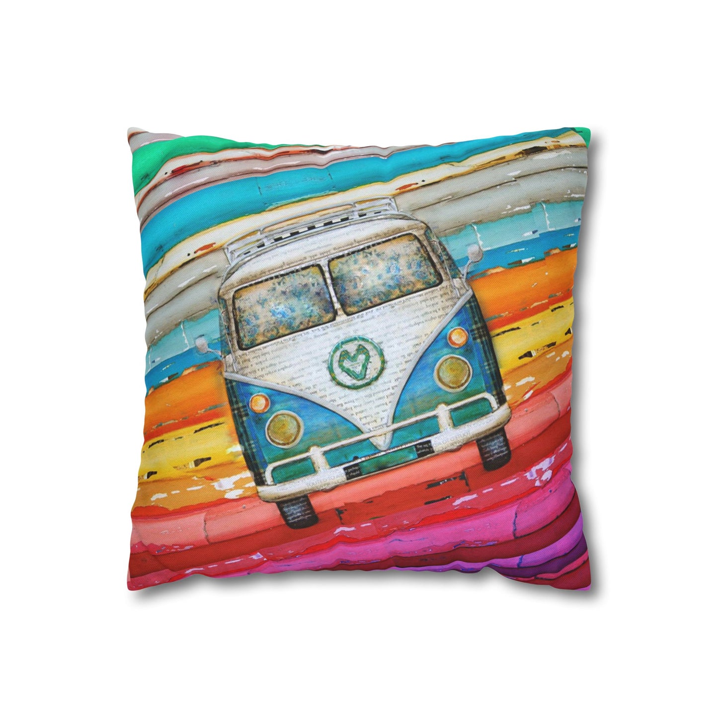 Hippie Van Spun Polyester Square Pillowcase