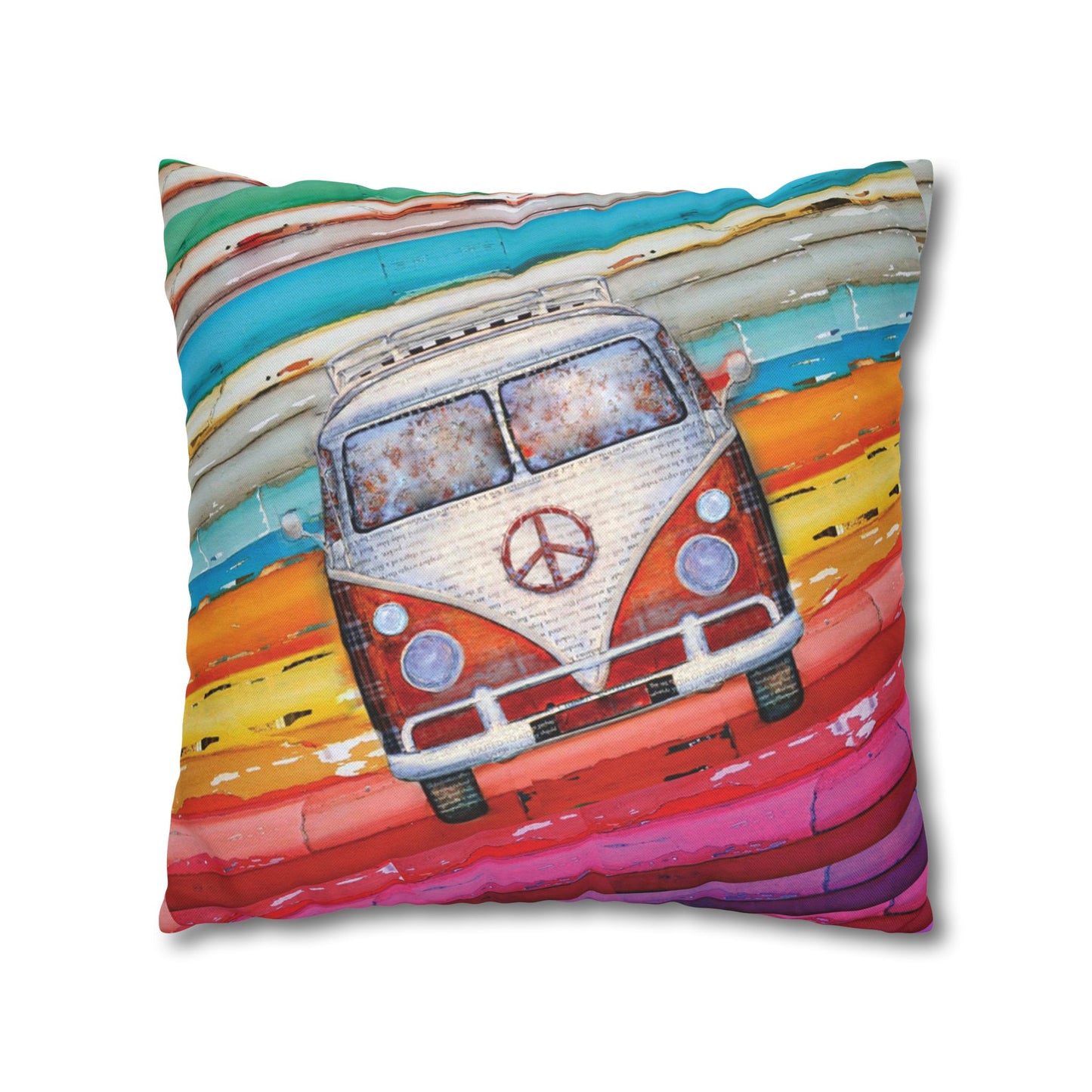 Hippie Van Spun Polyester Square Pillowcase