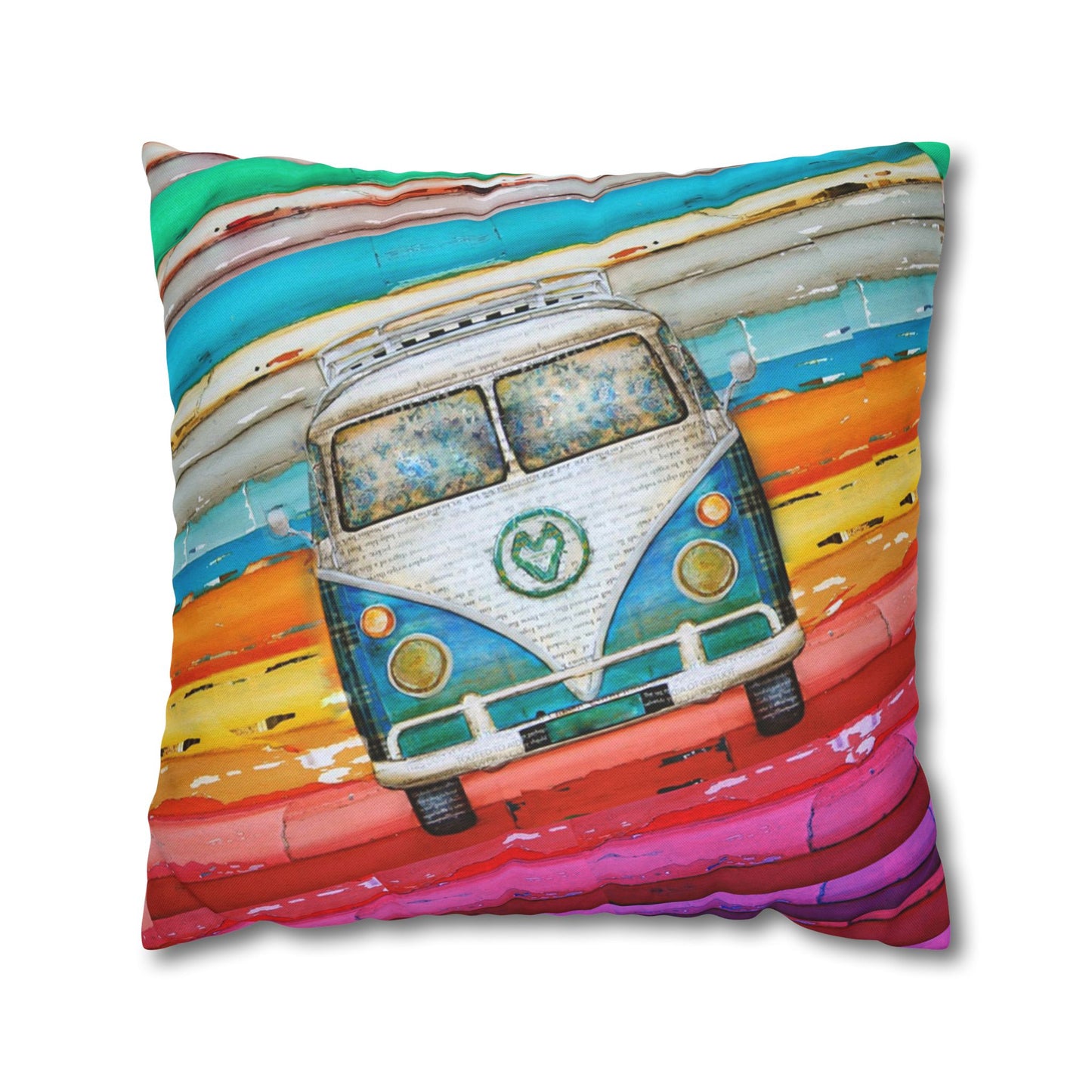 Hippie Van Spun Polyester Square Pillowcase