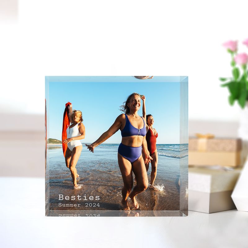Custom Photo Acrylic Plaque with Text – Freestanding Personalized Gift