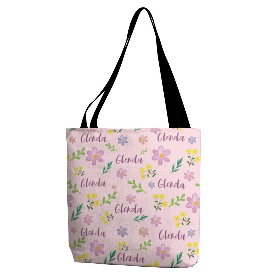 Custom Name Tote Bag with Botanicals