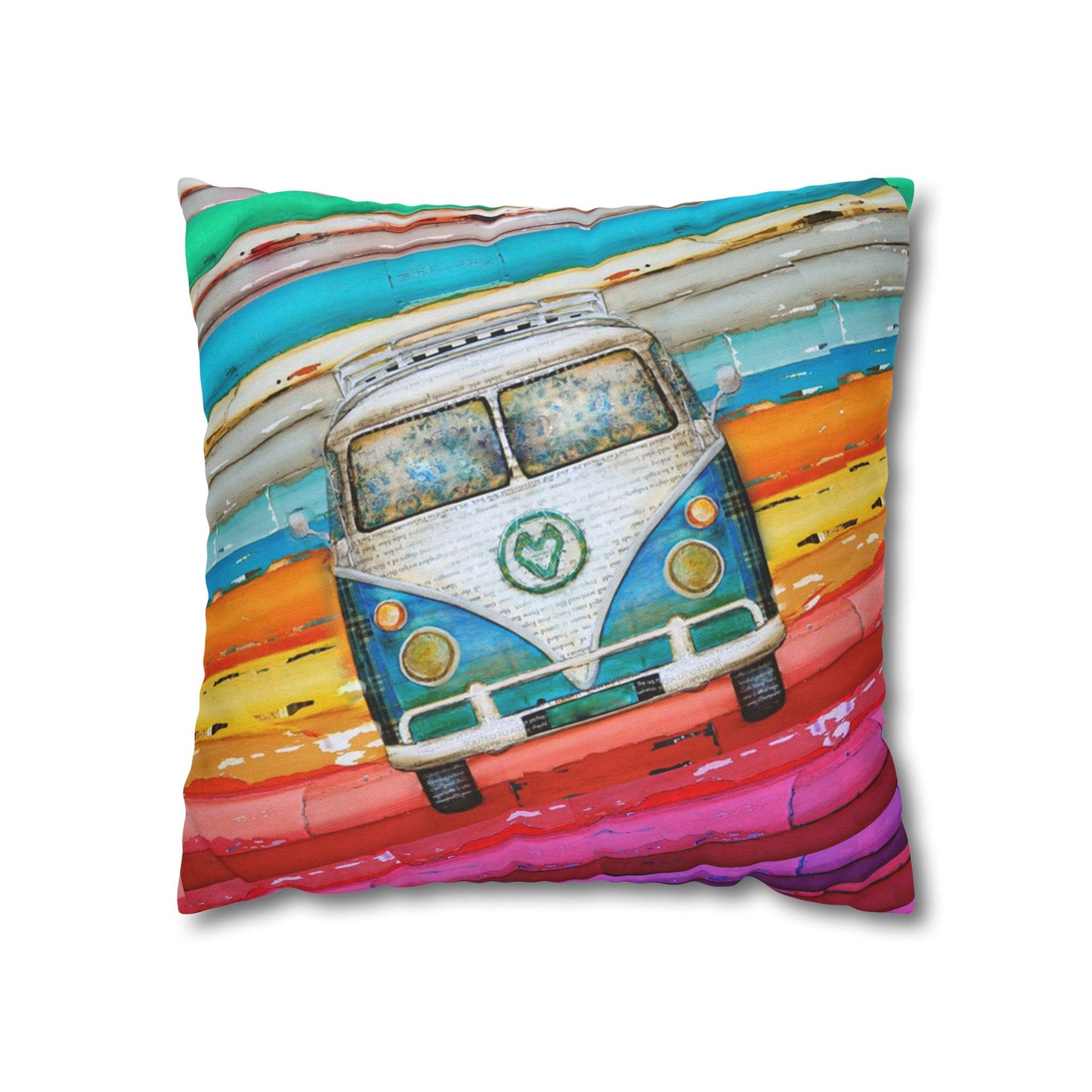 Hippie Van Spun Polyester Square Pillowcase