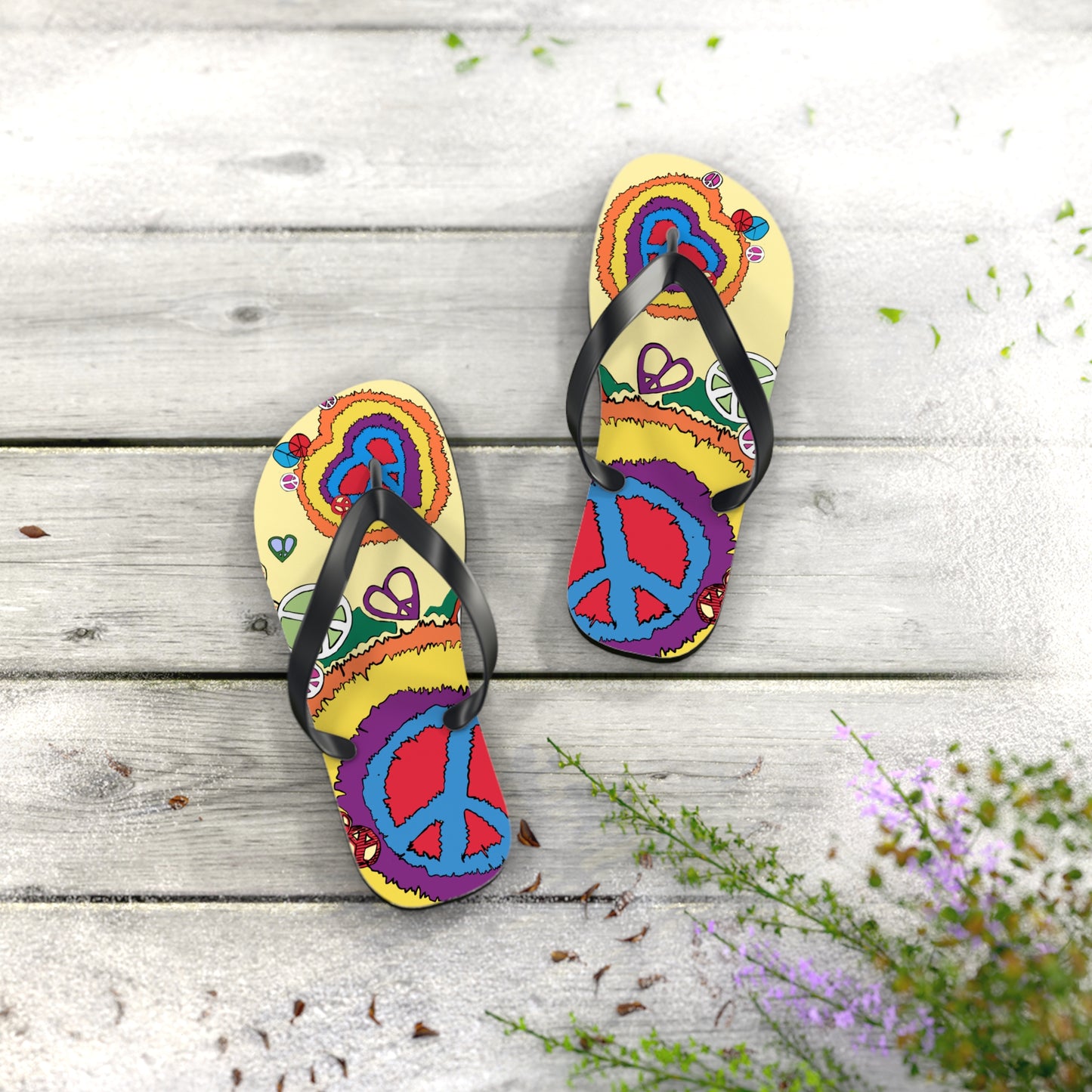 Peace And Love - Unisex Flip Flops