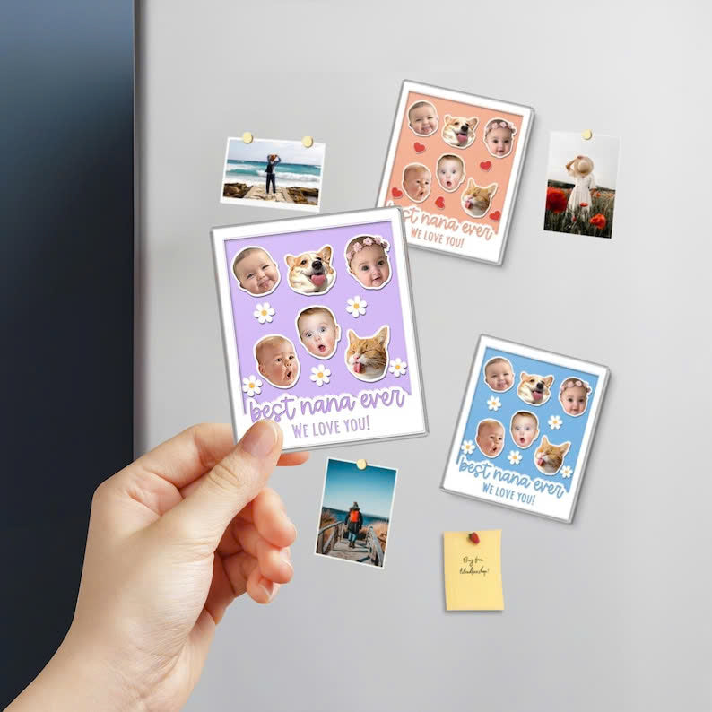 Custom Photo Fridge Magnet Gift for Grandma