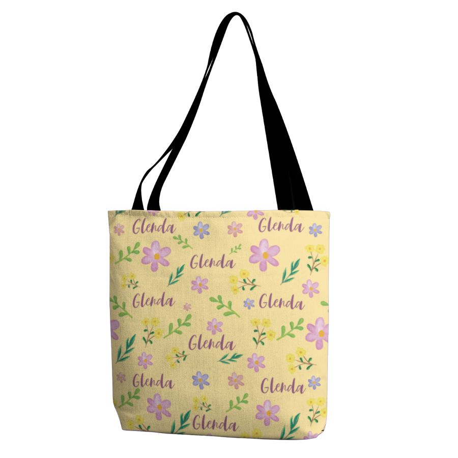 Custom Name Tote Bag with Botanicals