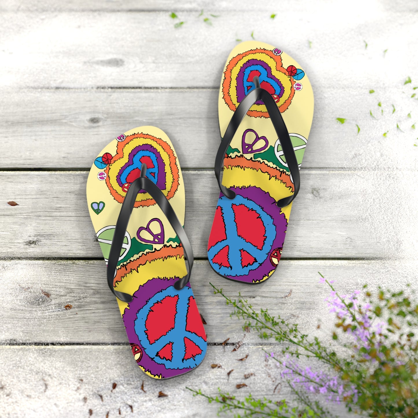 Peace And Love - Unisex Flip Flops