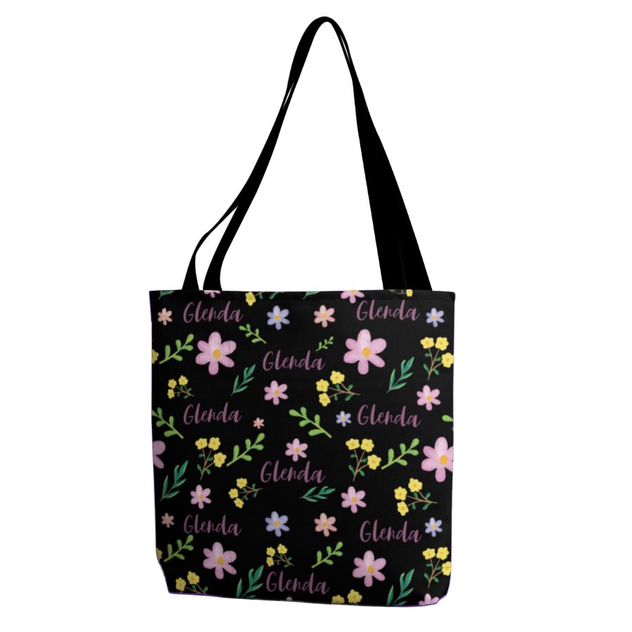Custom Name Tote Bag with Botanicals