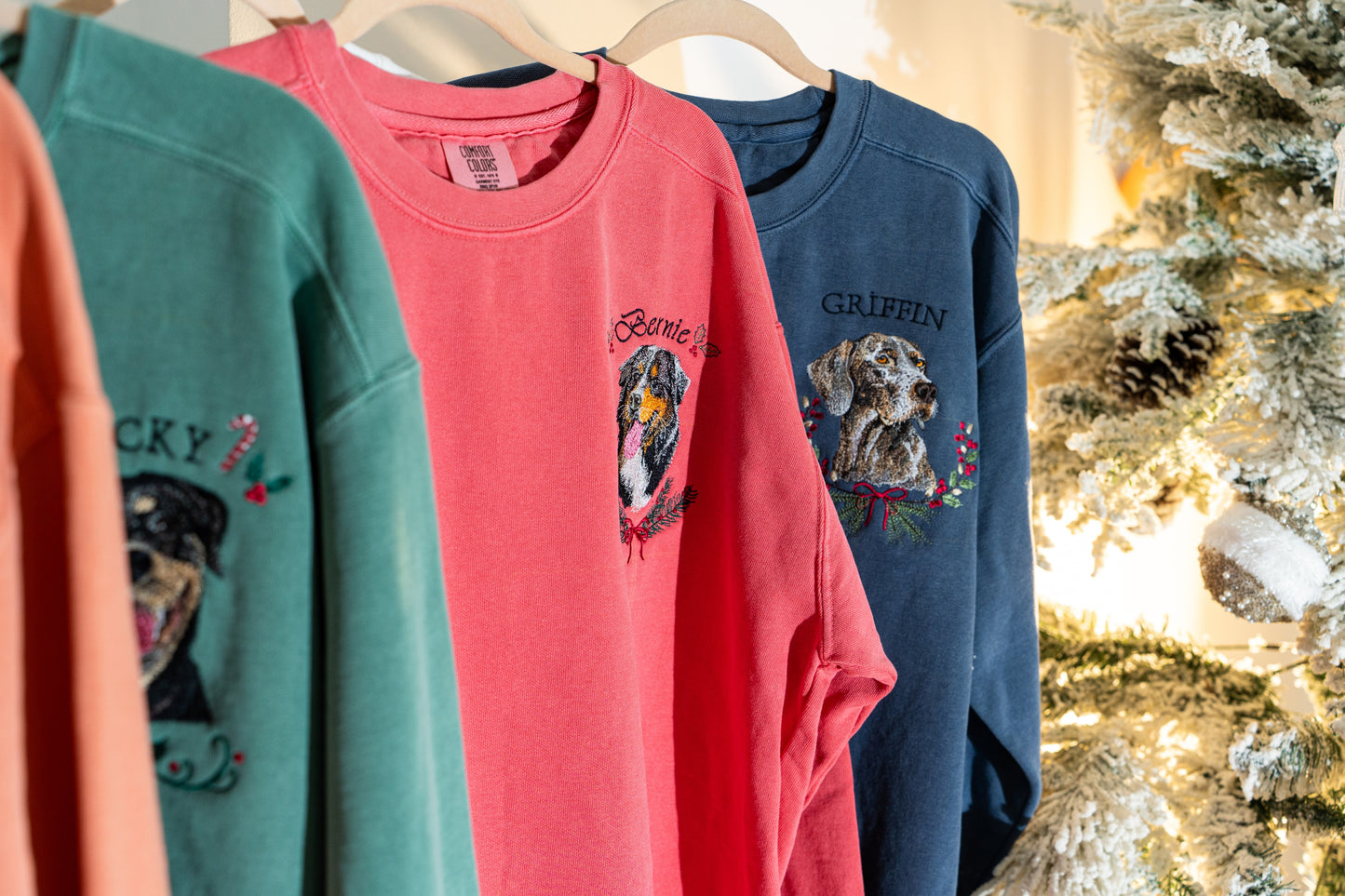 Custom Embroidered Pet Portrait Sweatshirt / Hoodie / T-Shirt