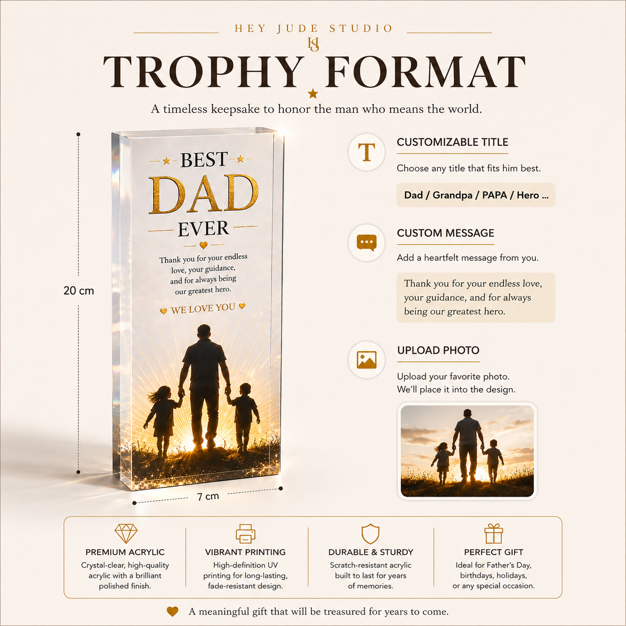 Best Dad Ever Custom Photo Acrylic Block Plaque