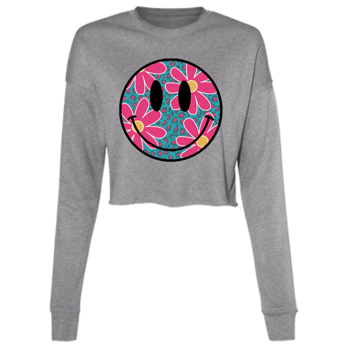 Daisy Smiley Face Ladies' Cropped Fleece Crew