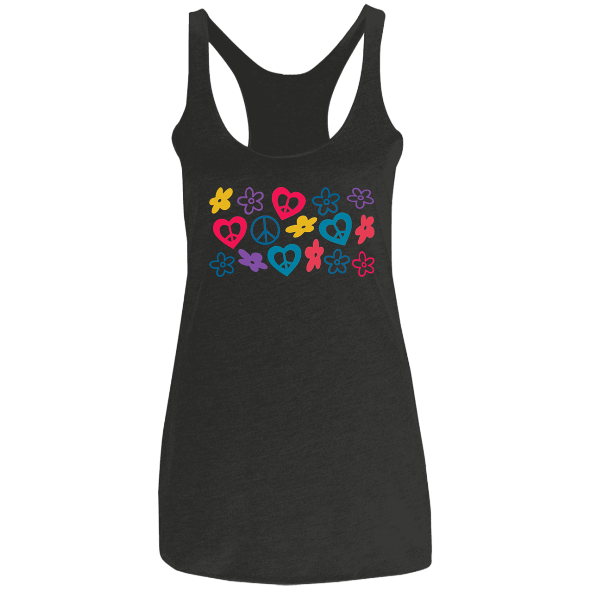 Peace Love Flowers Ladies' Triblend Racerback Tank