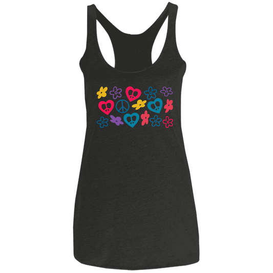 Peace Love Flowers Ladies' Triblend Racerback Tank