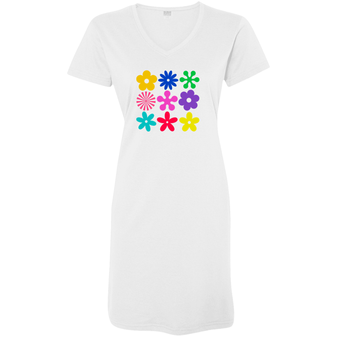 Retro Flowers Ladies' V-Neck Fine Jersey Cover-Up