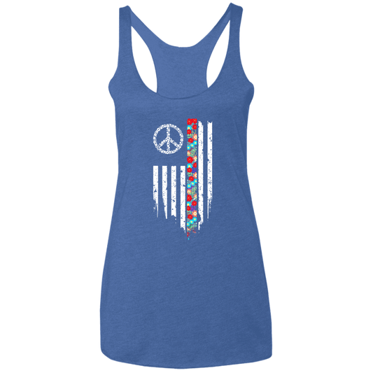 Floral Flag Ladies' Triblend Racerback Tank