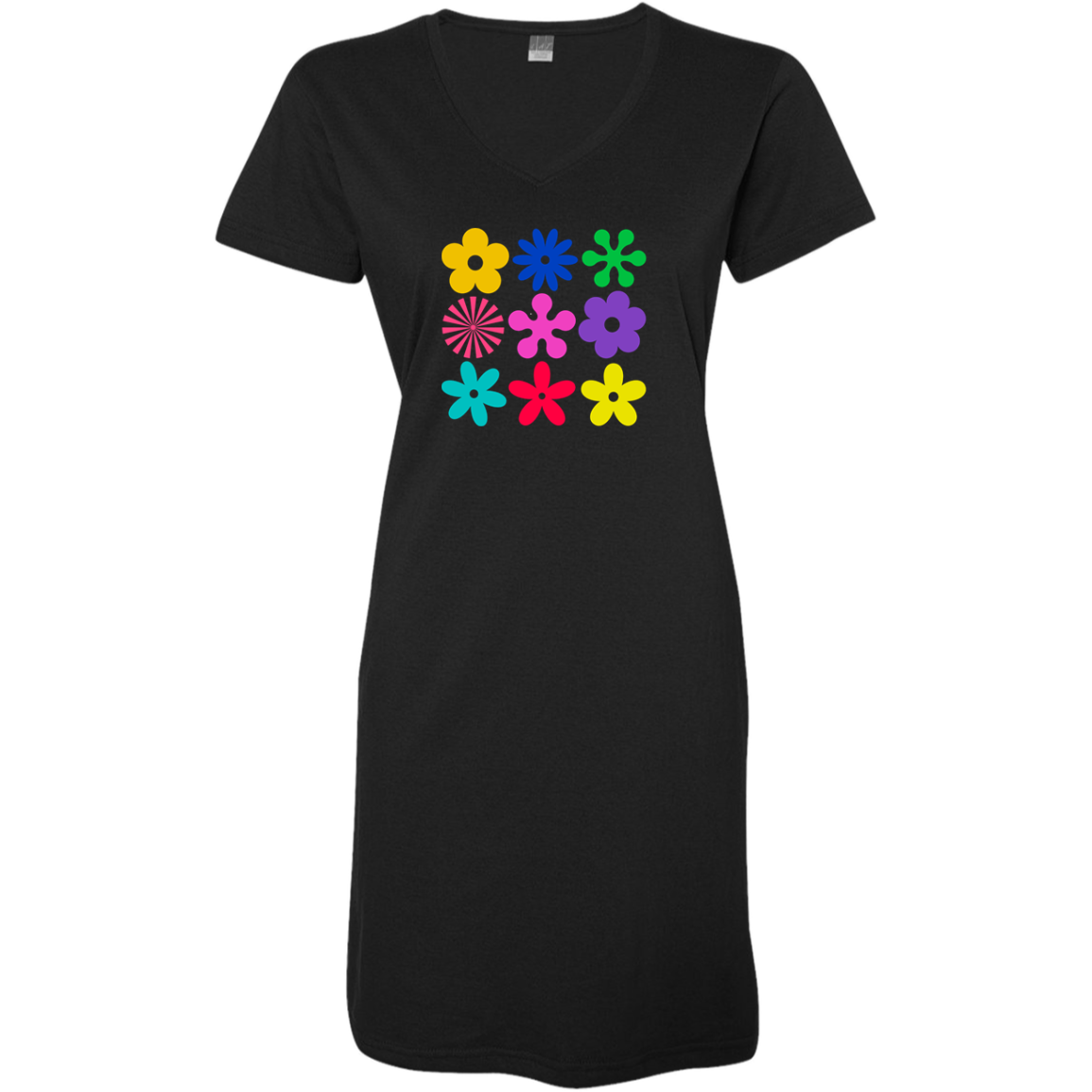 Retro Flowers Ladies' V-Neck Fine Jersey Cover-Up