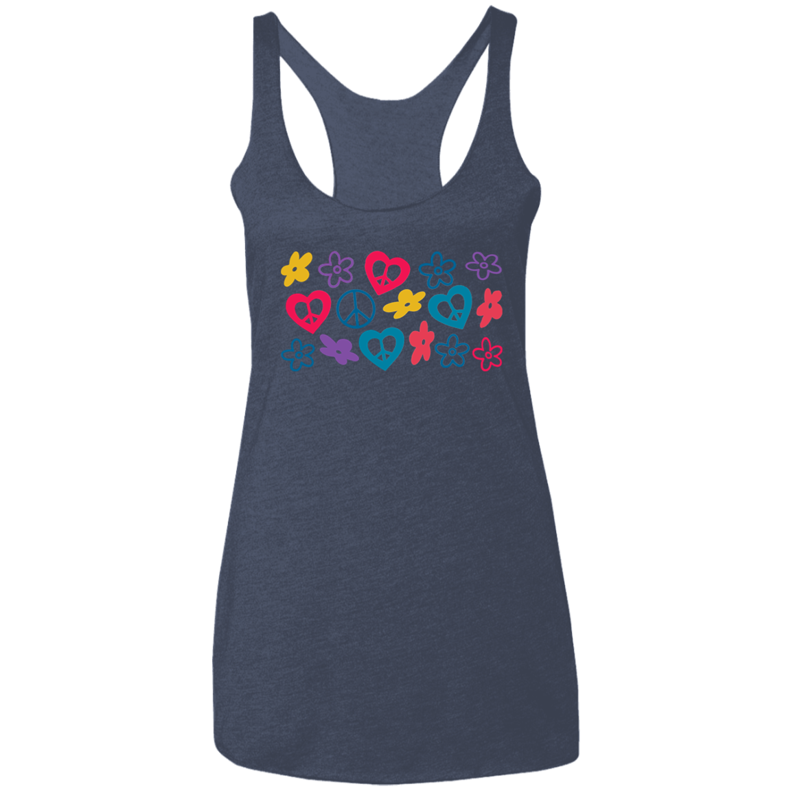 Peace Love Flowers Ladies' Triblend Racerback Tank