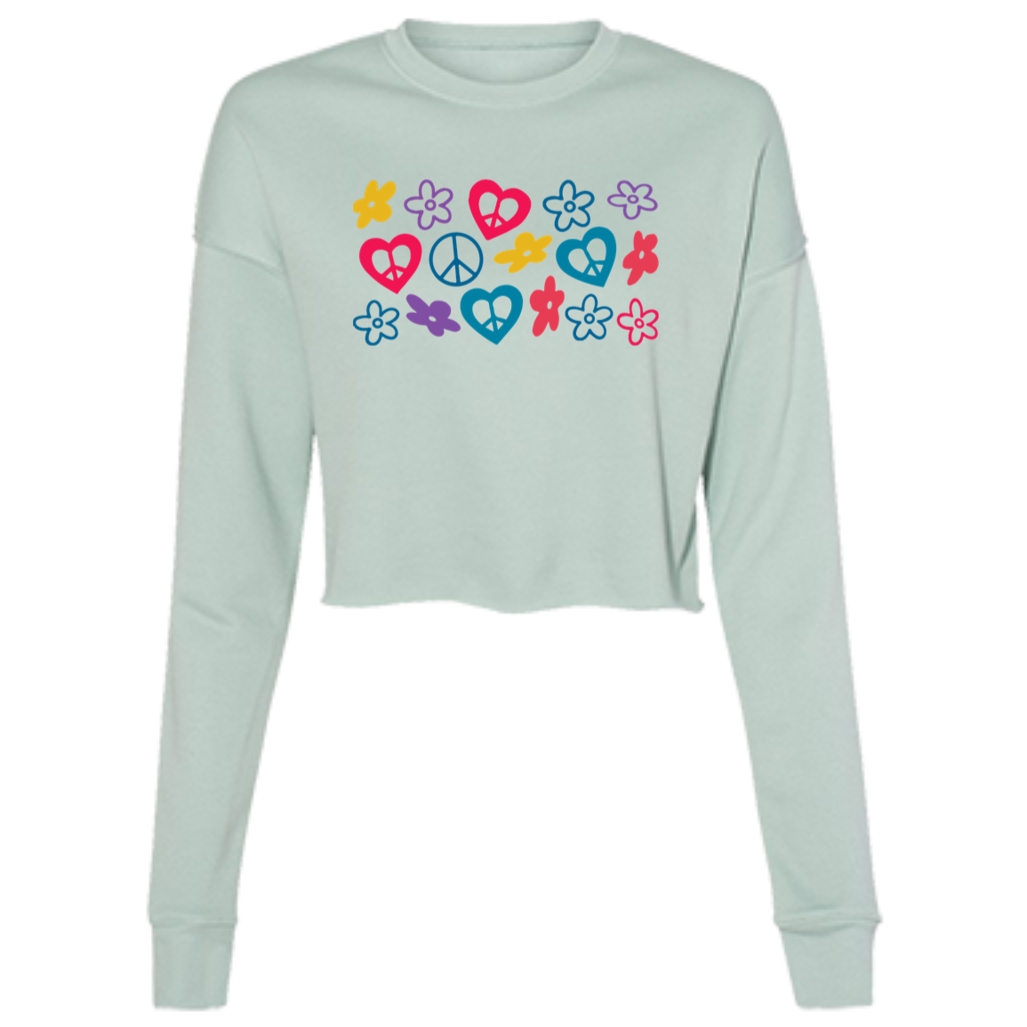 Peace Love Flowers Ladies' Cropped Fleece Crew