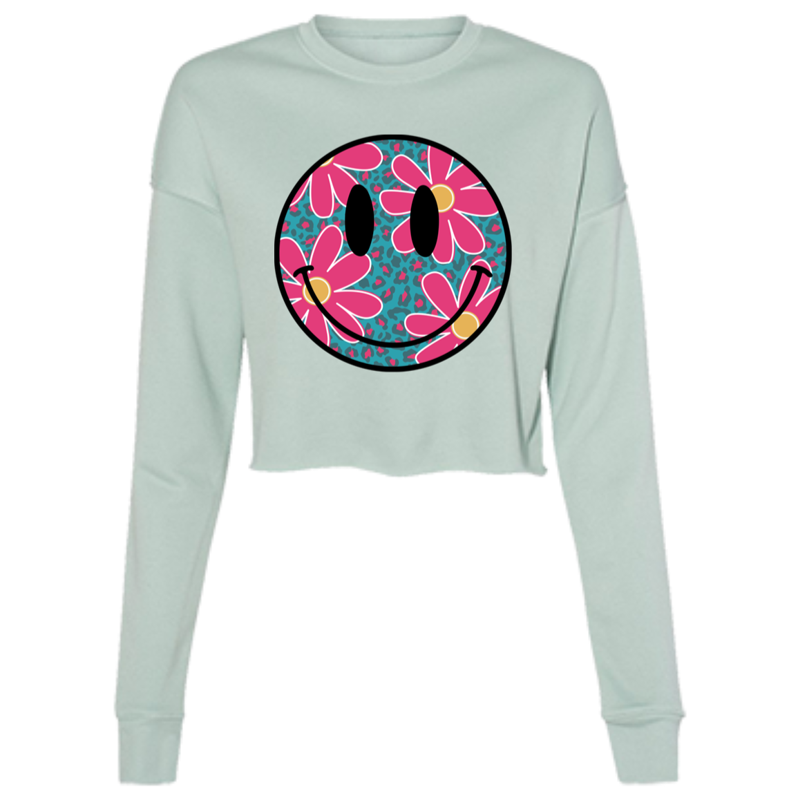 Daisy Smiley Face Ladies' Cropped Fleece Crew
