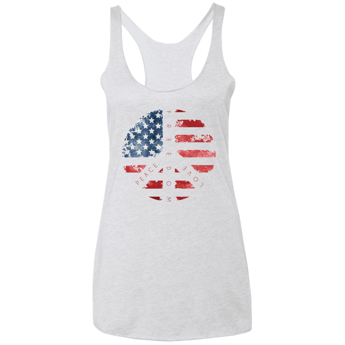 Peace Love Freedom Ladies' Triblend Racerback Tank