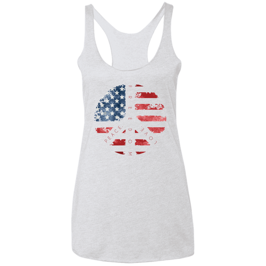 Peace Love Freedom Ladies' Triblend Racerback Tank