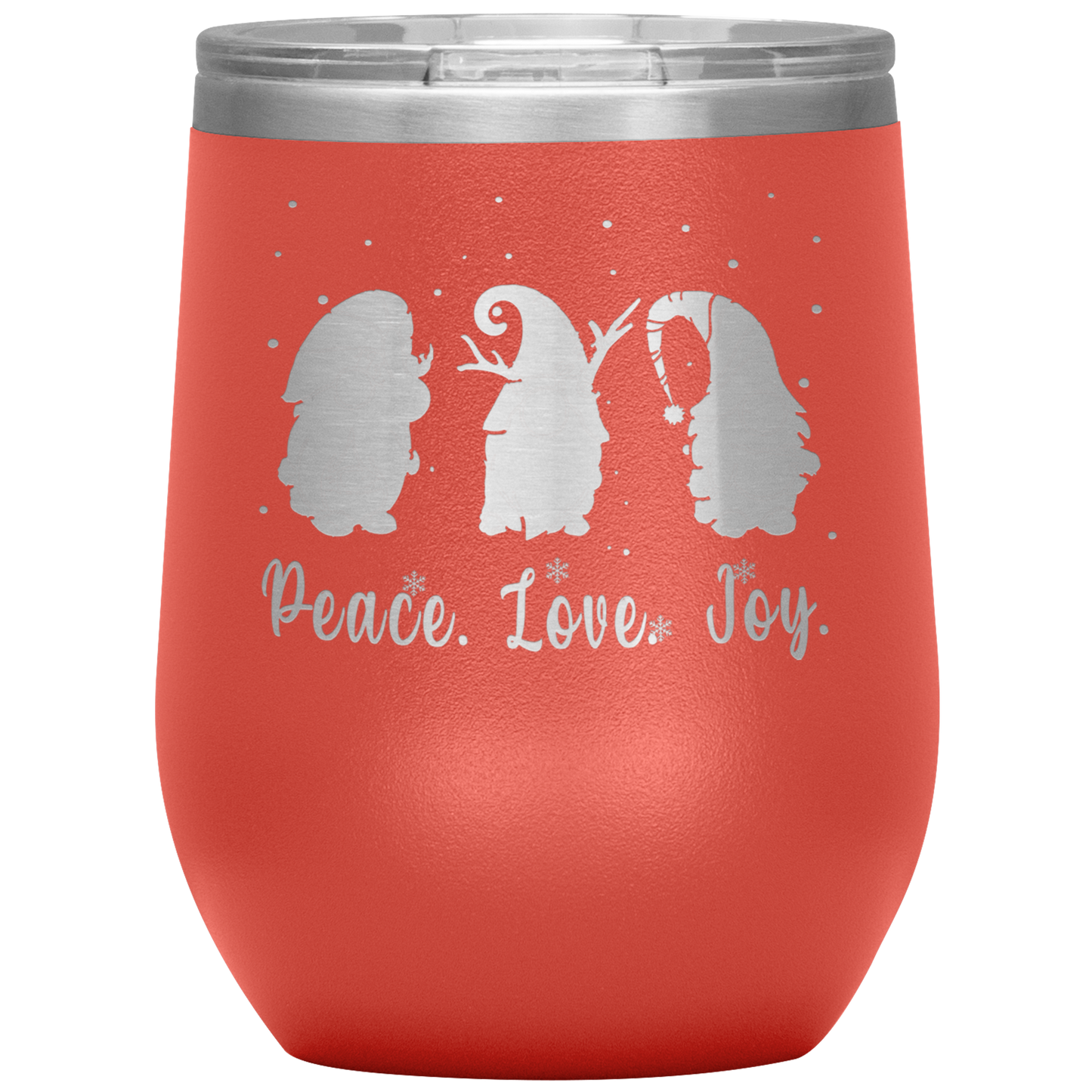 Gnomes_-_Peace_-_Love_-_Joy_Wine_Insulat_12oz_Wine_Tumbler_Coral_Mockup.png