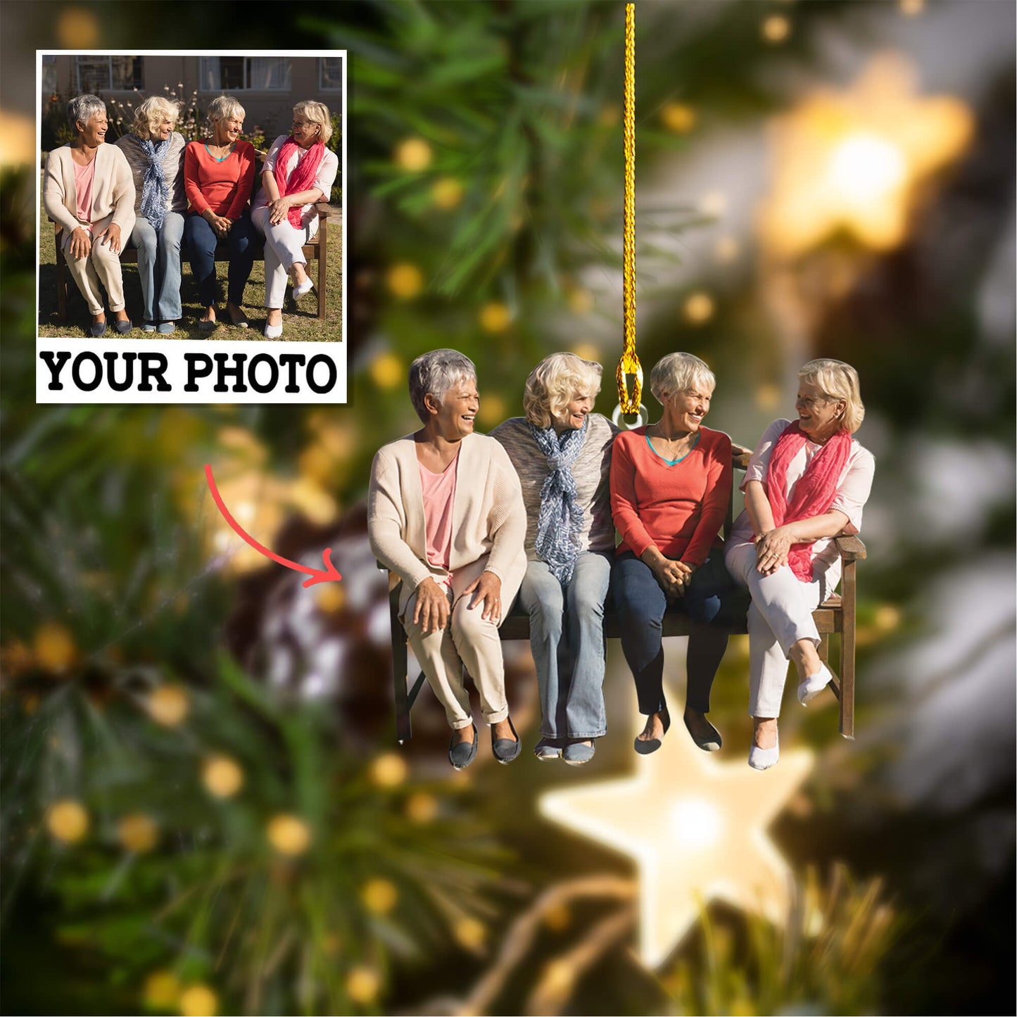 Personalized Double-Sided Acrylic Ornament - Christmas Gift for Friends and Family