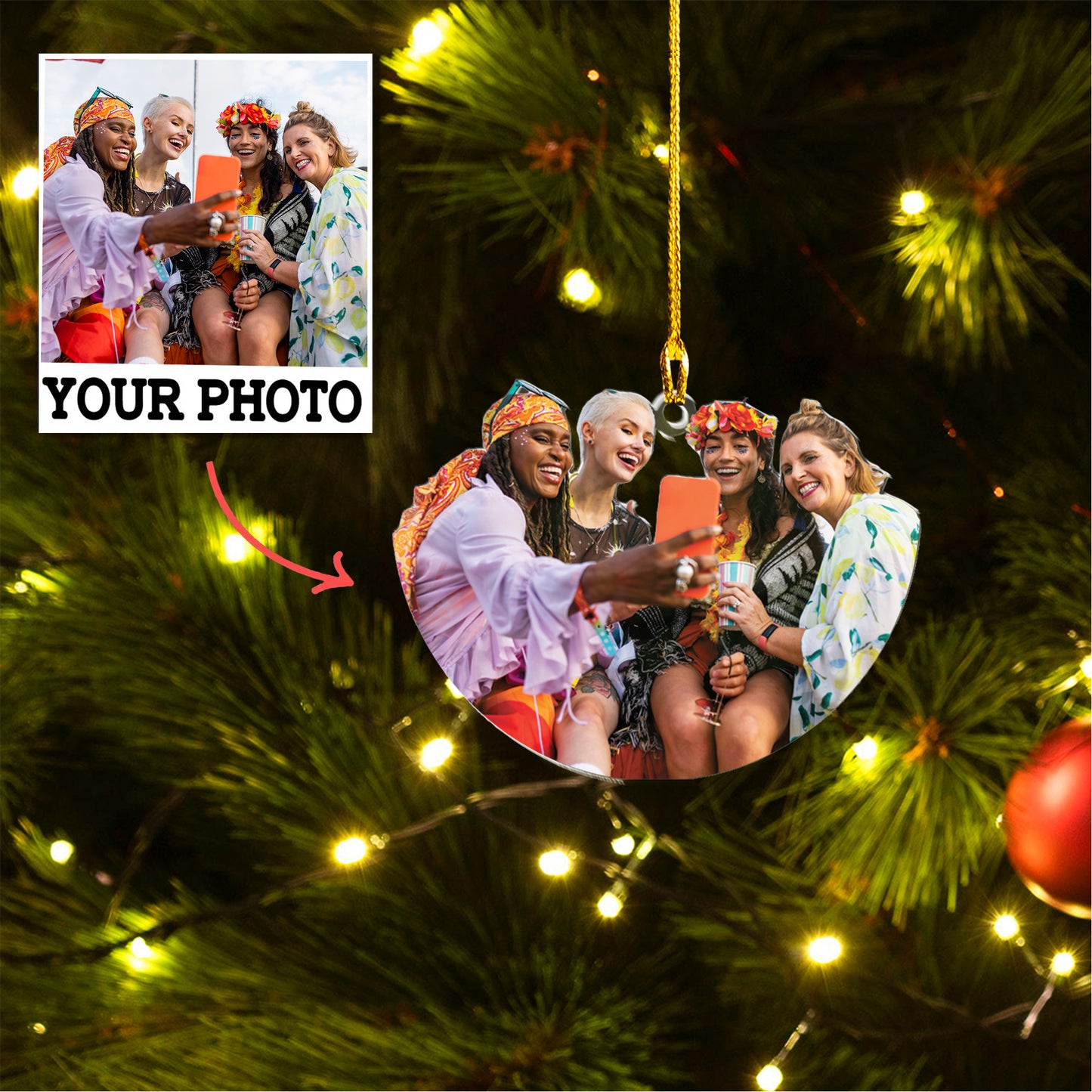 Personalized Double-Sided Acrylic Ornament - Christmas Gift for Friends and Family