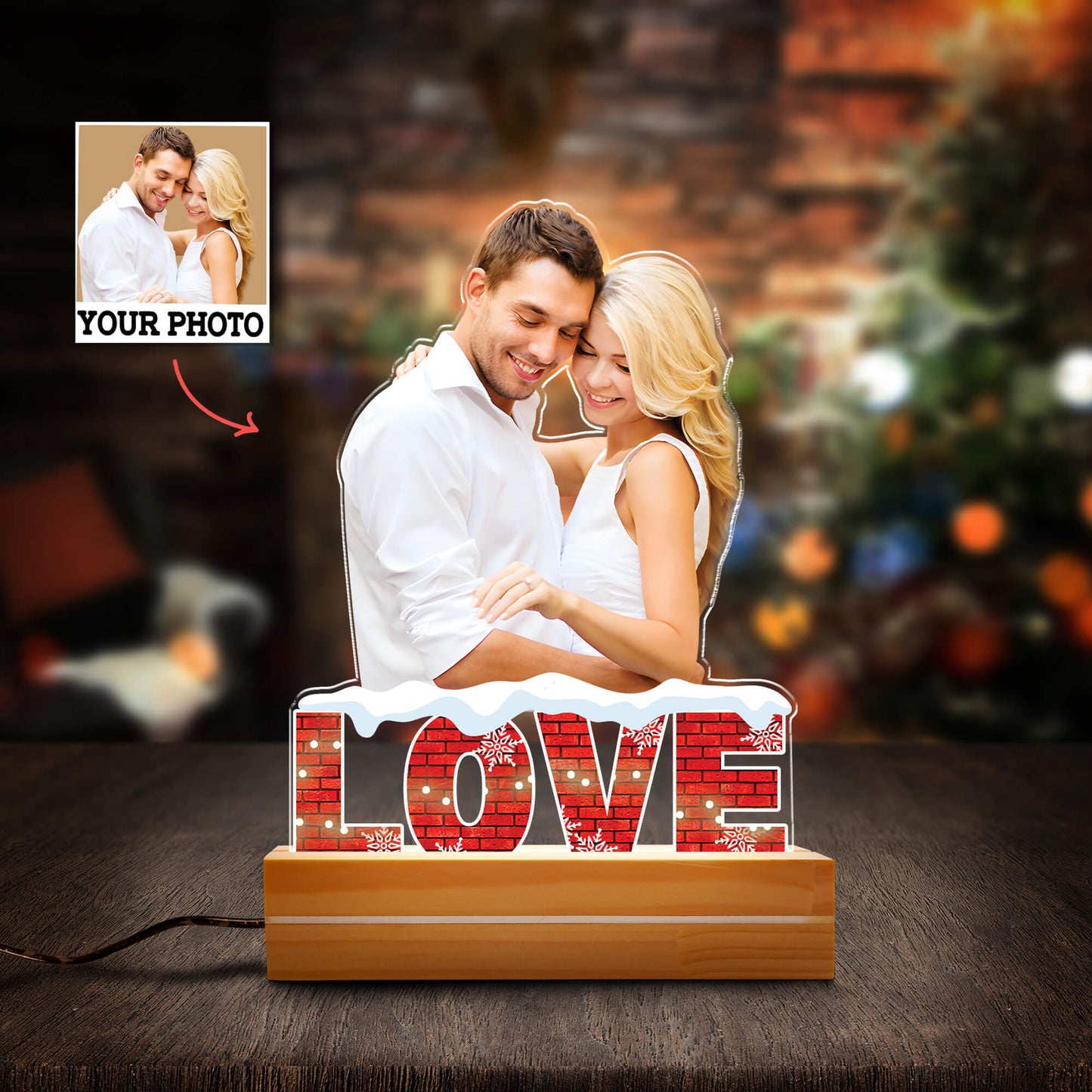 Personalized Acrylic Photo Night Light - Anniversary Gift
