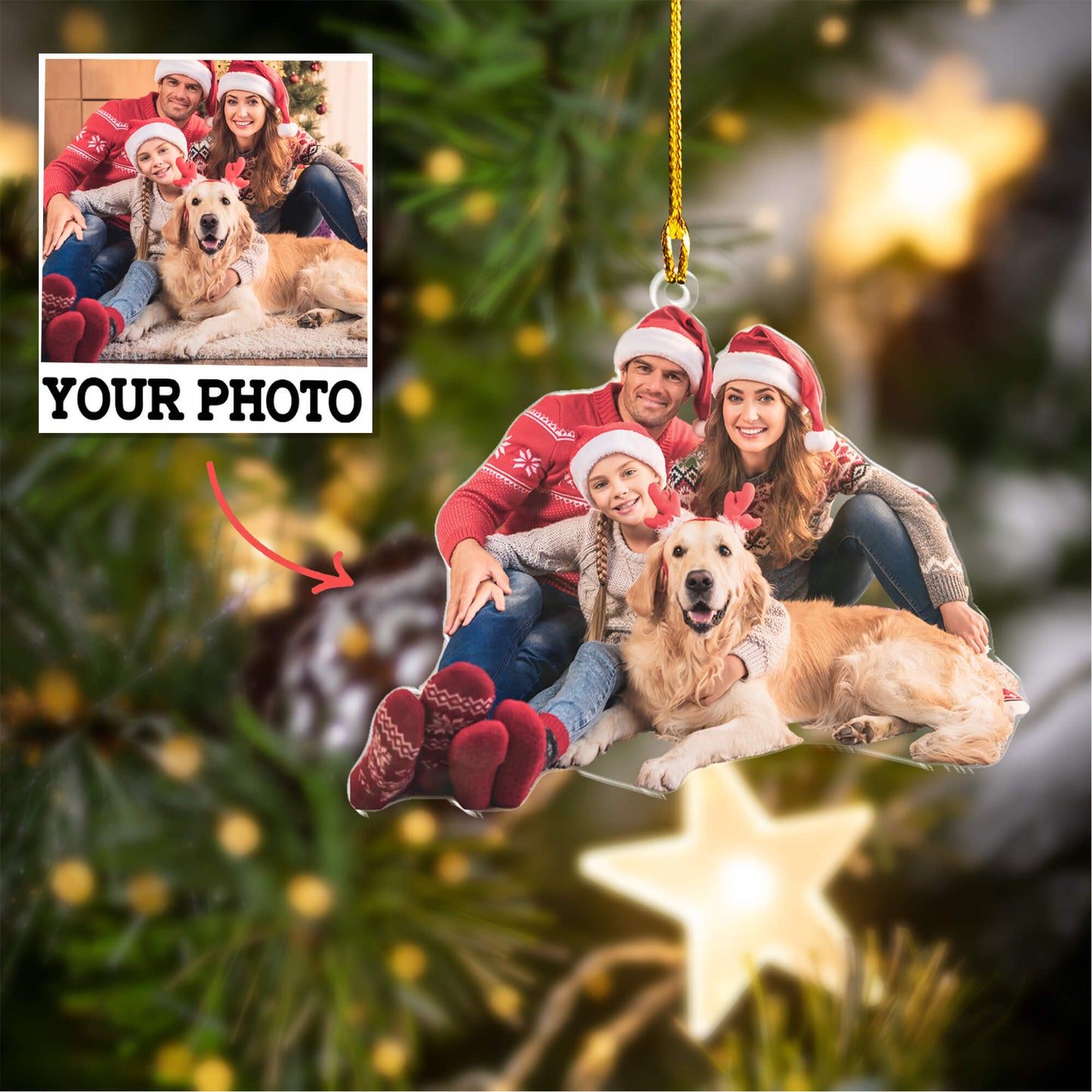 Personalized Double-Sided Acrylic Ornament - Christmas Gift for Friends and Family