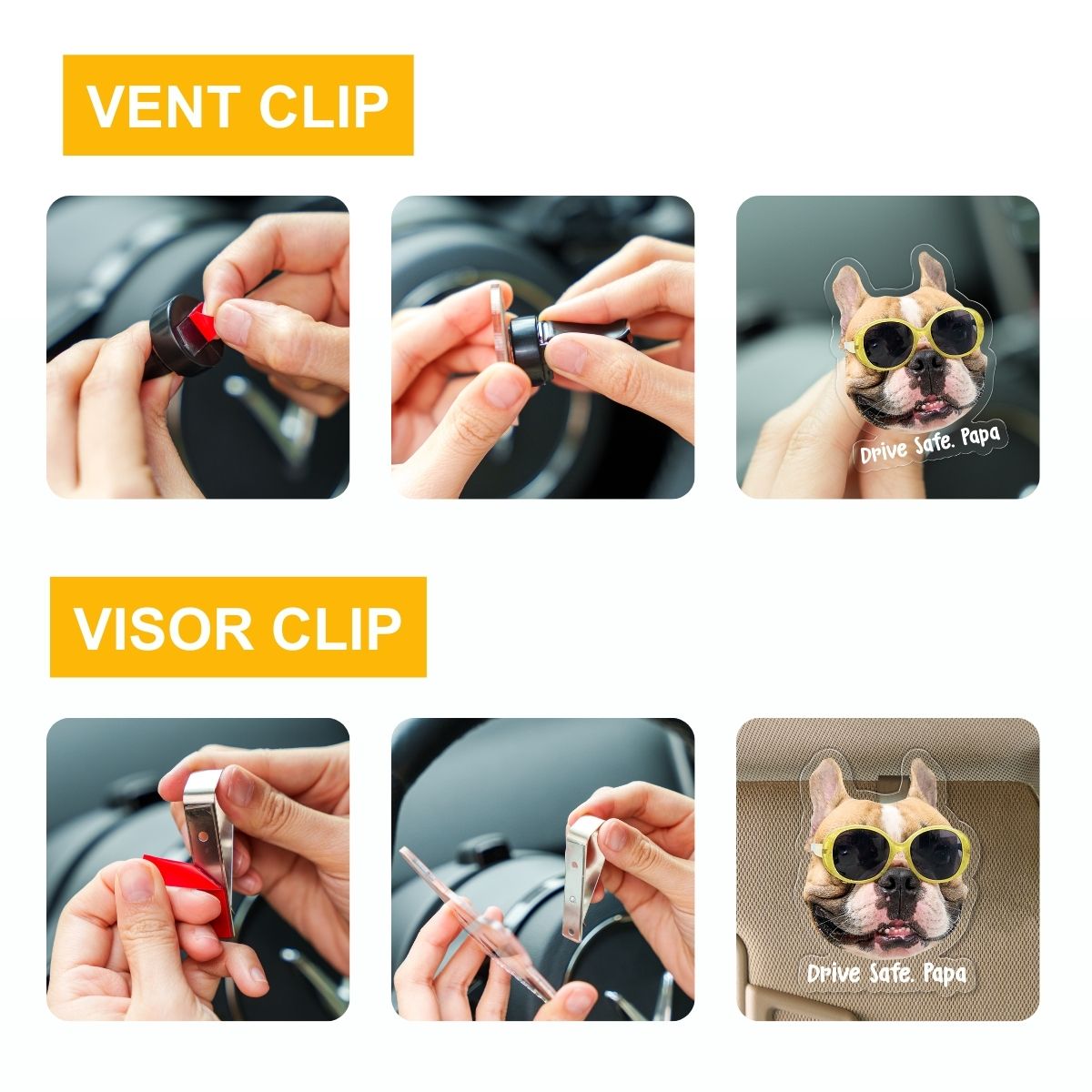 Drive Safe, Personalized Acrylic Cat/Dog Car Clip