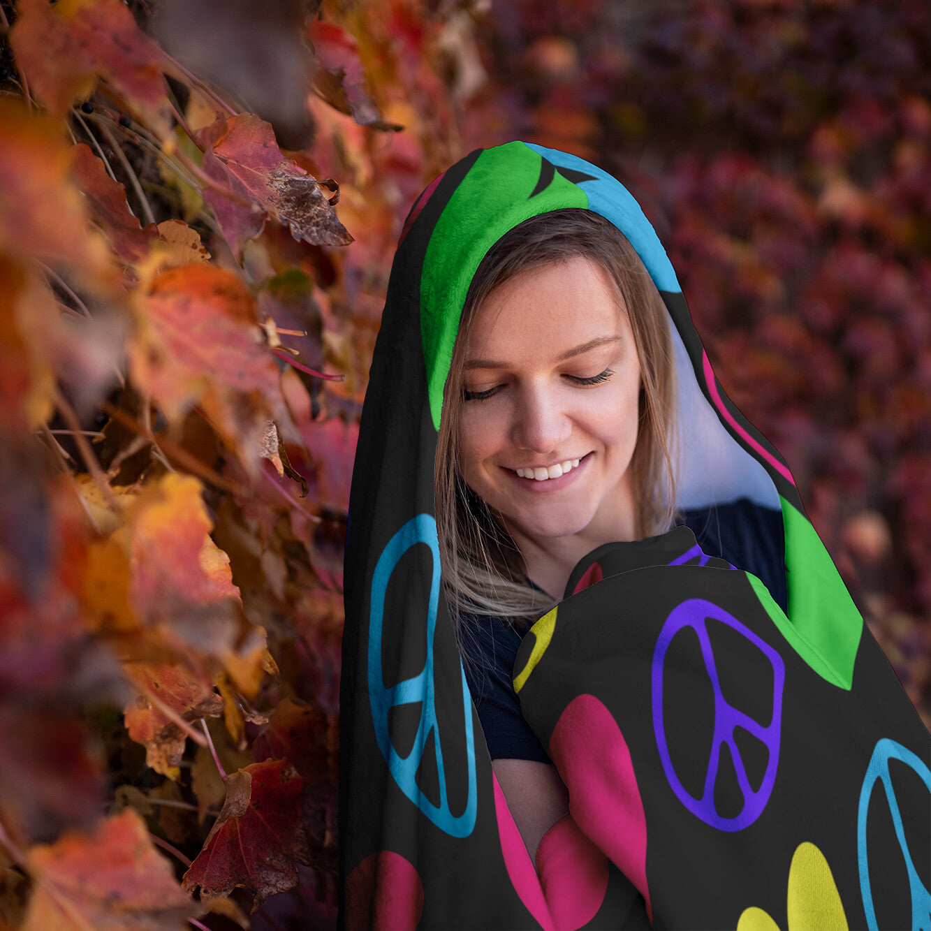 Peace And Love Hooded Blanket