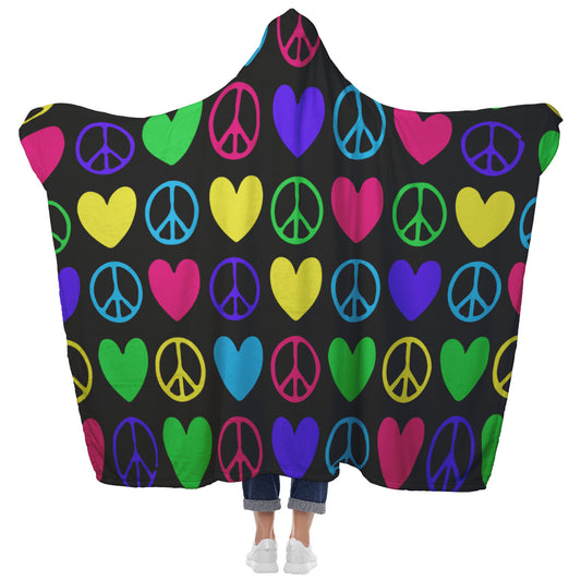 Peace And Love Hooded Blanket