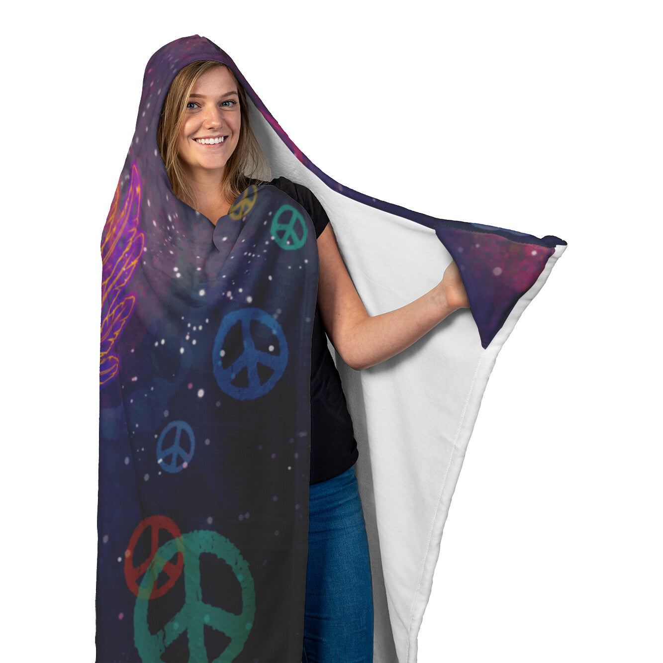 Peace Wings Hooded Blanket